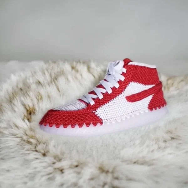 Crochet Sneakers Slippers Adult- Custom Retro High Tops | Trendy Streetwear Gift for Sneakerheads | Knitted Plush Booties for Men & Women