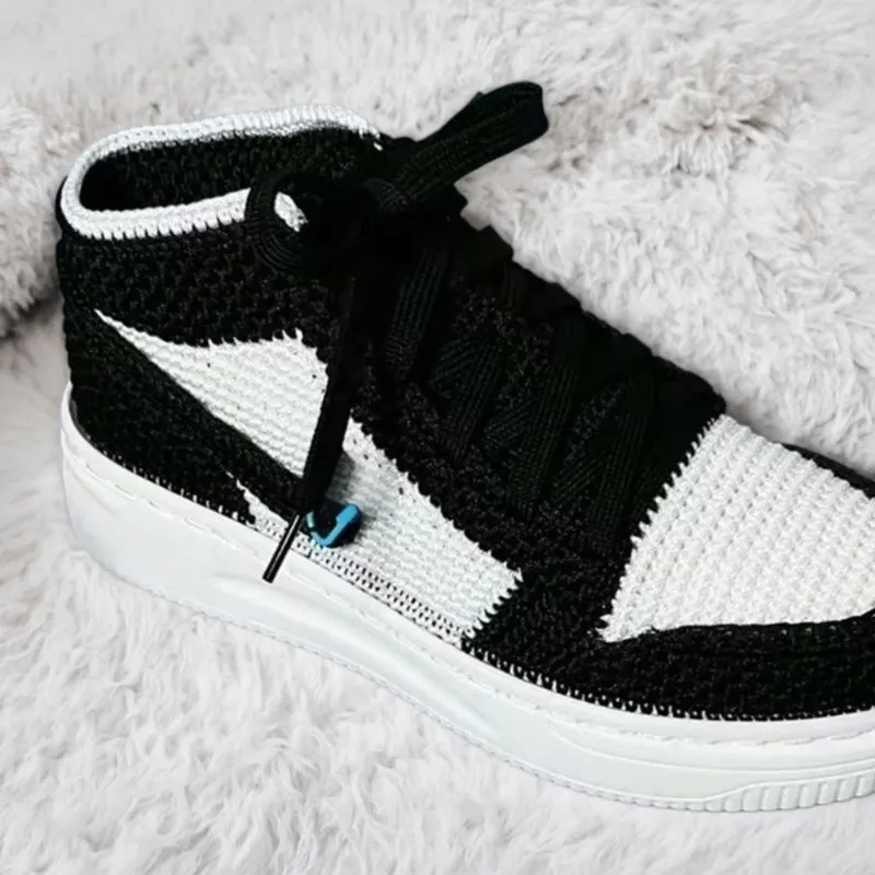 Crochet Sneakers Slippers Adult- Custom JD1 Retro High Tops | Knitted Plush Booties - Image 8