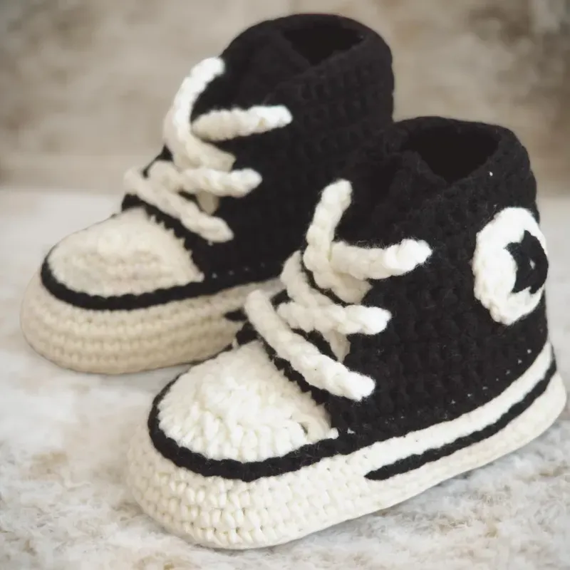 Handmade Crochet Baby Sneaker Booties – Newborn Baby Gift, Classic Star Chuck Style, Custom Colors Available - Image 13