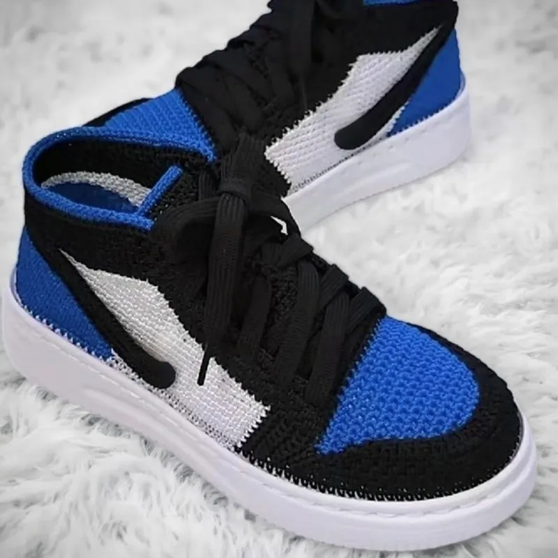 Crochet Sneakers Slippers Adult- Custom JD1 Retro High Tops | Knitted Plush Booties - Image 7