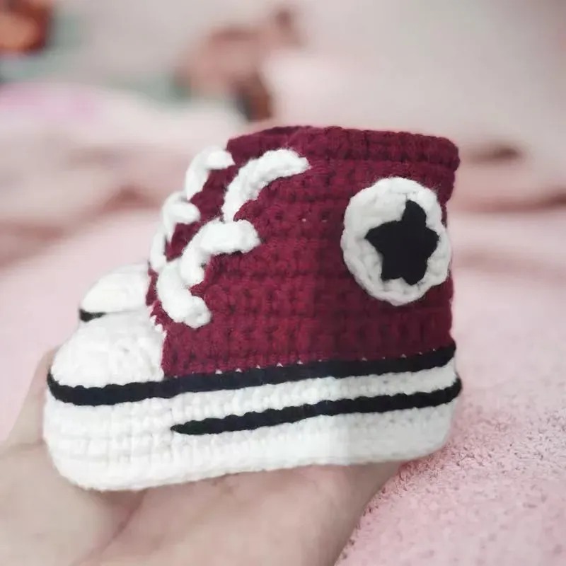 Handmade Crochet Baby Sneaker Booties – Newborn Baby Gift, Classic Star Chuck Style, Custom Colors Available - Image 12