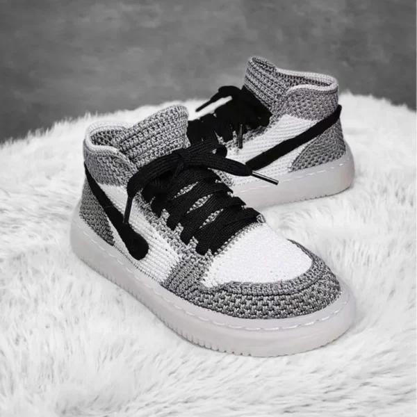 Crochet Sneakers Slippers Adult- Custom JD1 Retro High Tops | Knitted Plush Booties