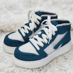 Crochet Sneakers Slippers Adult- Custom JD1 Retro High Tops | Knitted Plush Booties