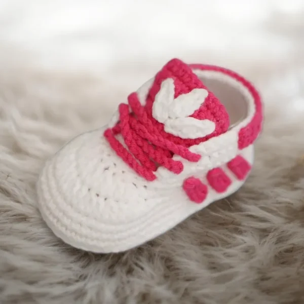 Crochet Sneakers Baby Booties Three Stripes-Newborn Baby Gift, New Mom Baby Shower Gift,