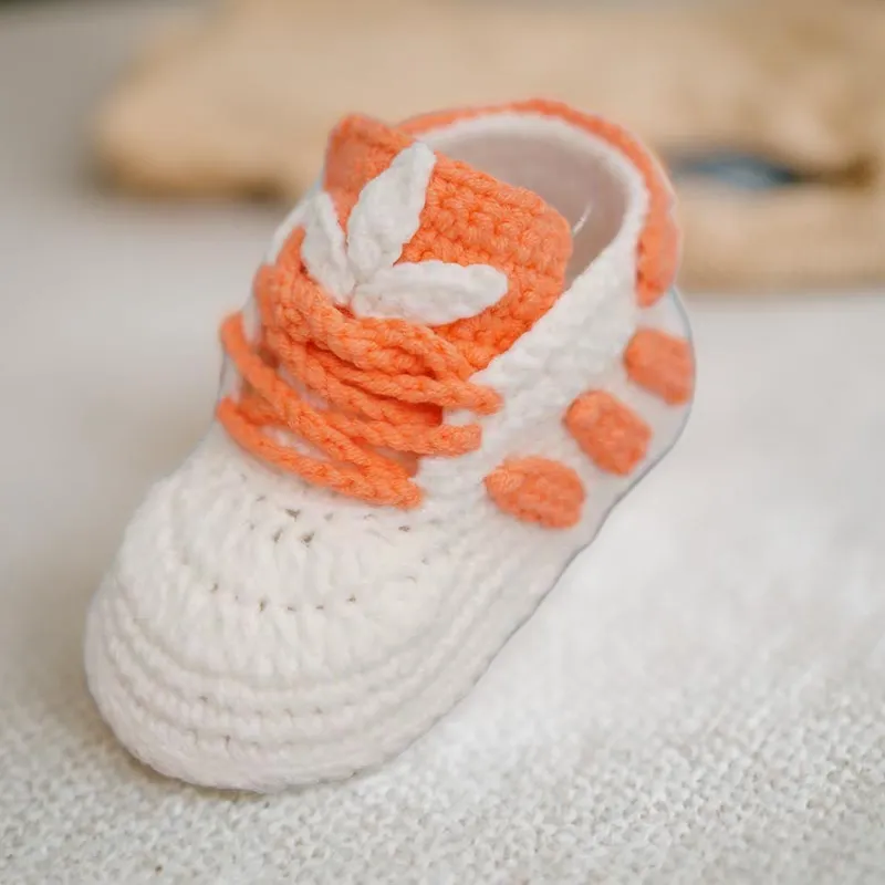 Crochet Sneakers Baby Booties Three Stripes-Newborn Baby Gift, New Mom Baby Shower Gift, - Image 3