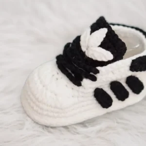 Crochet Sneakers Baby Booties Three Stripes-Newborn Baby Gift, New Mom Baby Shower Gift,