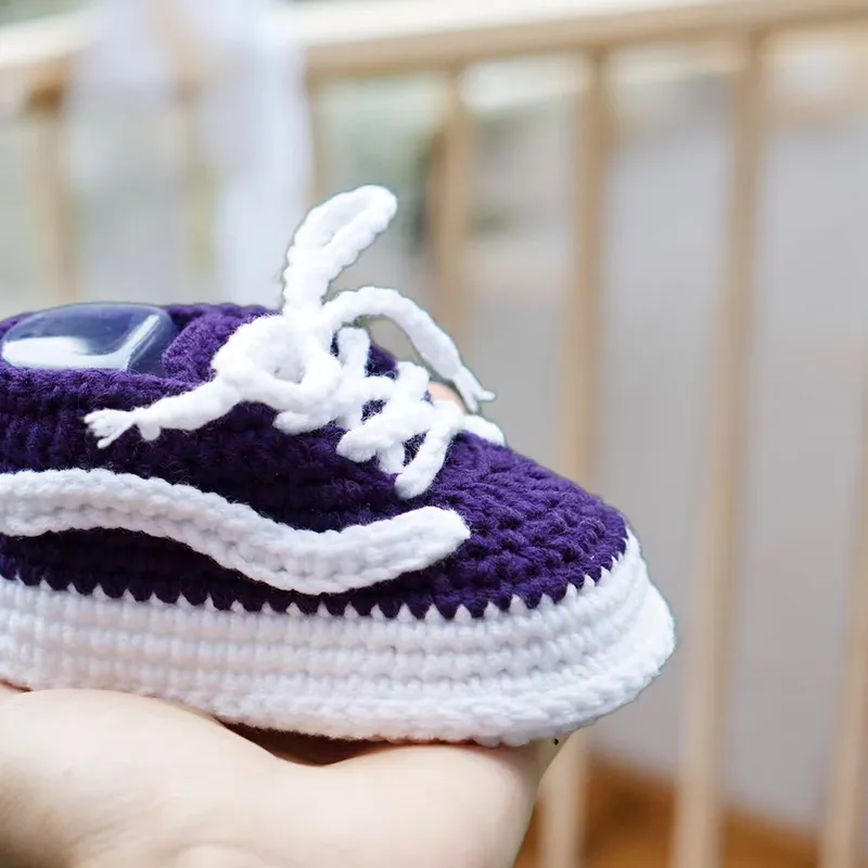 Crochet Sneakers Baby Booties Vans Style– Handmade Baby Shower Gift for Boy or Girl First Birthday - Image 4