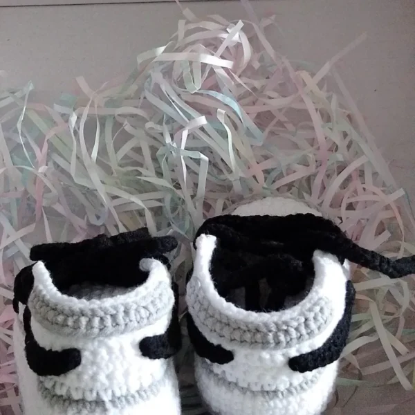 Handmade Crochet Baby Booties Sneakers -Smoke Grey