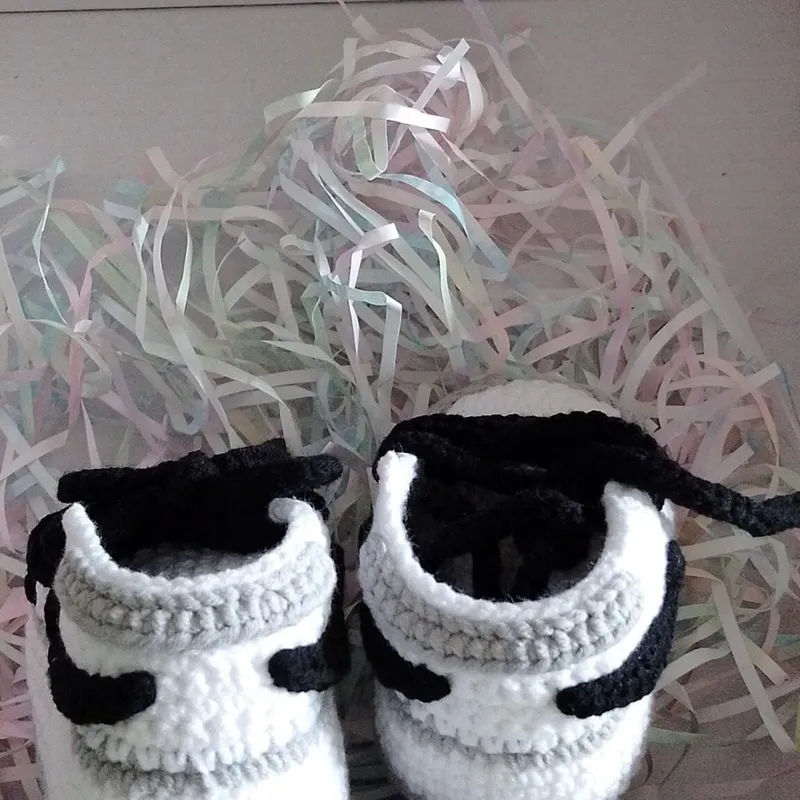 Handmade Crochet Baby Booties Sneakers -Smoke Grey - Image 6
