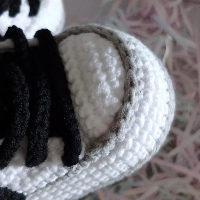 Handmade Crochet Baby Booties Sneakers -Smoke Grey - Image 5