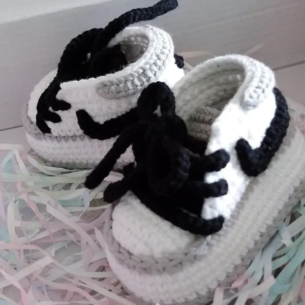 Handmade Crochet Baby Booties Sneakers -Smoke Grey