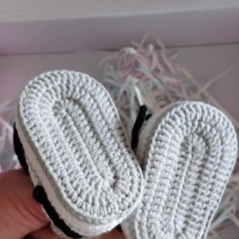 Handmade Crochet Baby Booties Sneakers -Smoke Grey - Image 8
