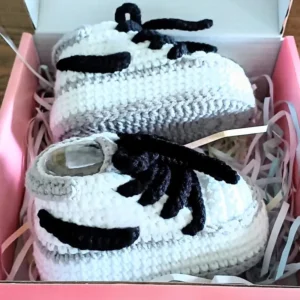 Handmade Crochet Baby Booties Sneakers -Smoke Grey