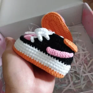 Crochet Baby Sneaker Slippers Booties -Pink