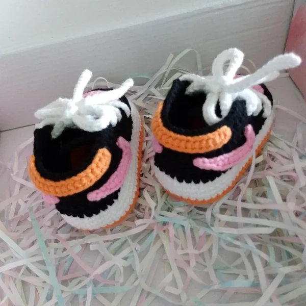 Crochet Baby Sneaker Slippers Booties -Pink