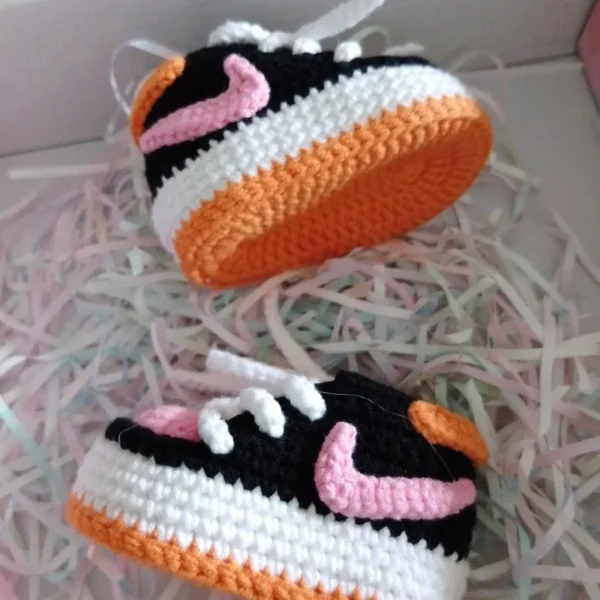 Crochet Baby Sneaker Slippers Booties -Pink