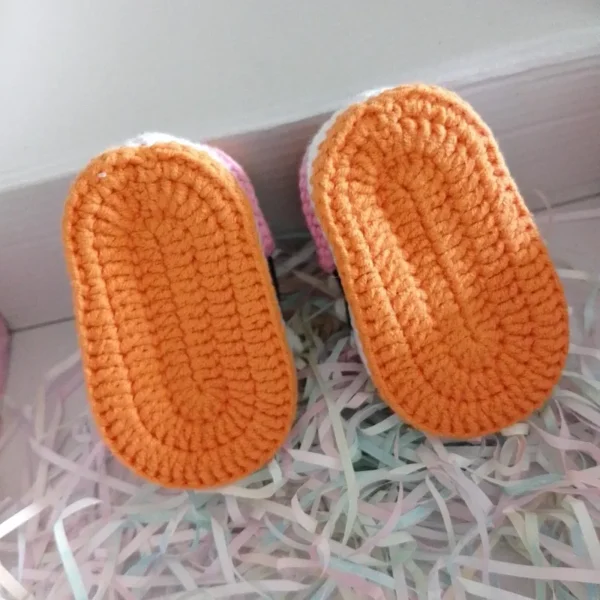 Crochet Baby Sneaker Slippers Booties -Pink